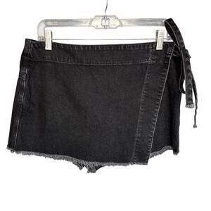 We the free Free people Black Denim Wrap Skort size 14